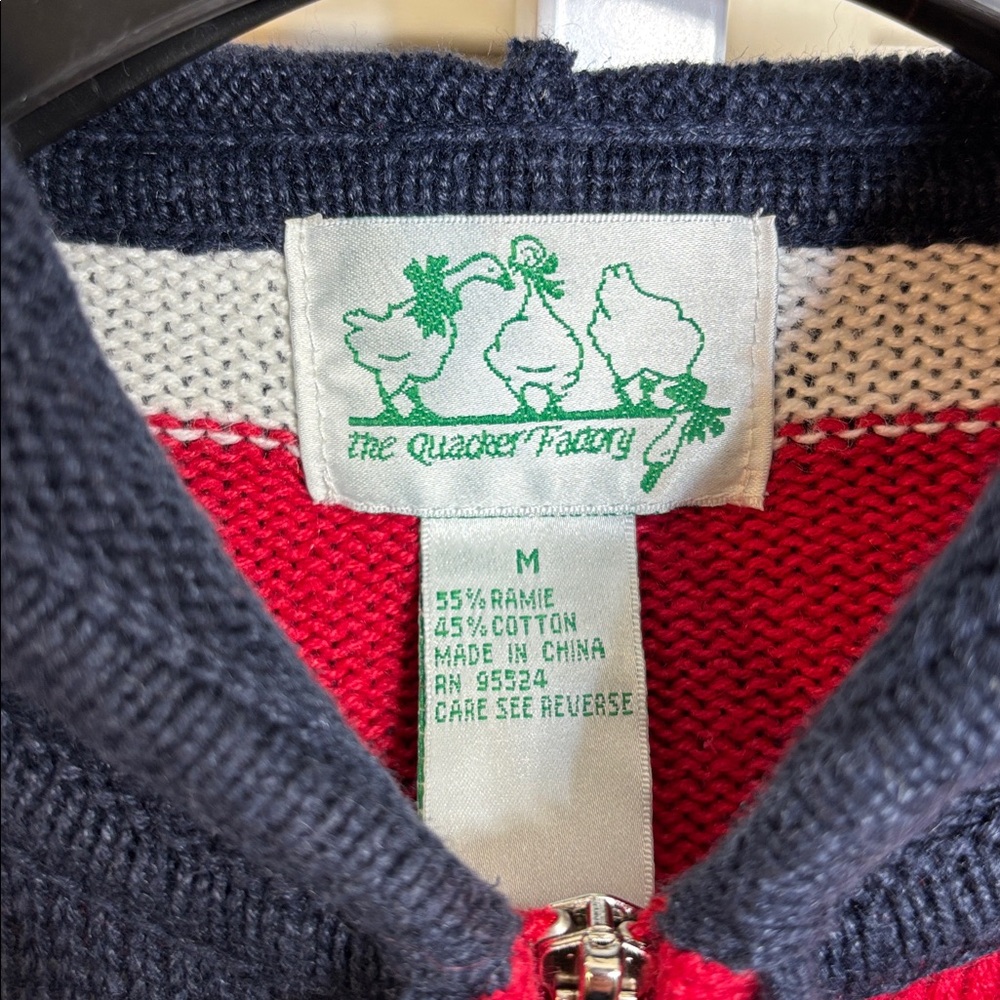 Quacker Factory American Flag Full Zip Sweater Medium - Picture 5 of 9